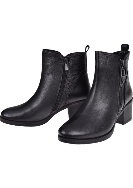 Hakiki Deri Topuklu Kadın Bot SK-92163 Siyah fırsatları