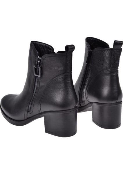 Hakiki Deri Topuklu Kadın Bot SK-92163 Siyah indirimleri