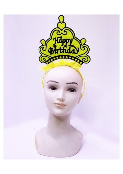 Happy Birthday Neon Sarı Taç fiyatları