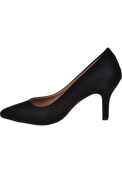 7,5 cm Topuklu Kadın Ayakkabı Stiletto MAK-412 Siyah Süet