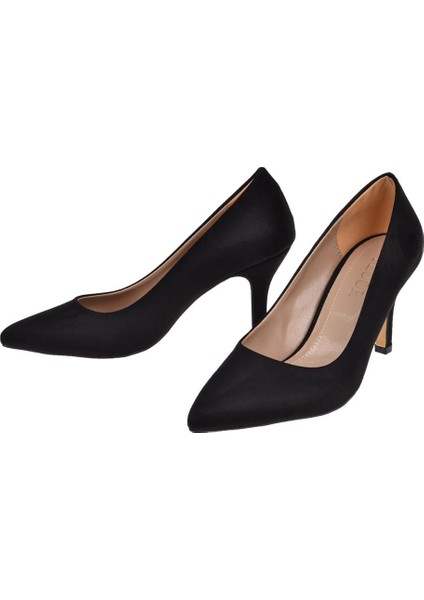 7,5 cm Topuklu Kadın Ayakkabı Stiletto MAK-412 Siyah Süet