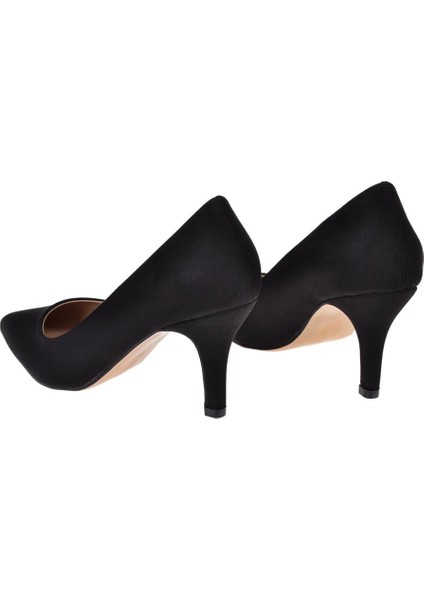 7,5 cm Topuklu Kadın Ayakkabı Stiletto MAK-412 Siyah Süet