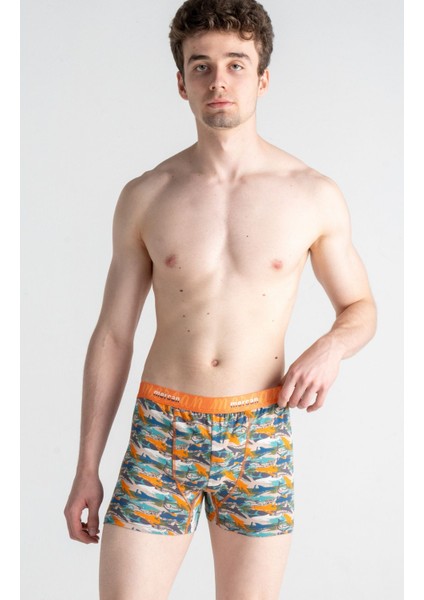 3'lü Erkek Çok Renkli Pamuklu Likralı Boxer (Beyaz Lacivert Shark) fiyatları