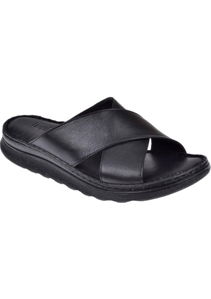 Hakiki Deri Comfort Kadın Terlik PLM-45 SİYAH