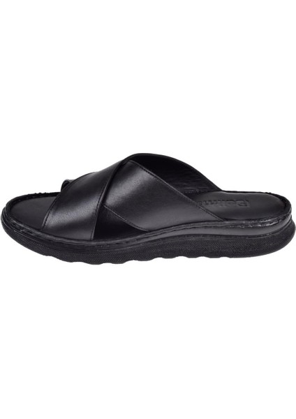 Hakiki Deri Comfort Kadın Terlik PLM-45 SİYAH