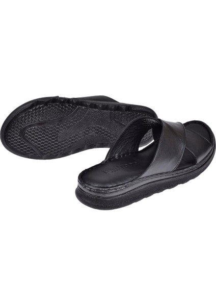 Hakiki Deri Comfort Kadın Terlik PLM-45 SİYAH