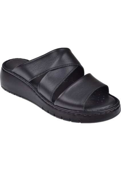 Hakiki Deri Comfort Kadın Terlik SK-22356 SİYAH