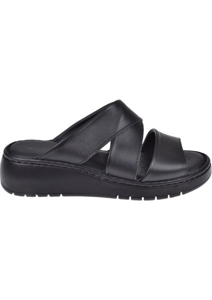 Hakiki Deri Comfort Kadın Terlik SK-22356 SİYAH