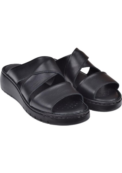 Hakiki Deri Comfort Kadın Terlik SK-22356 SİYAH