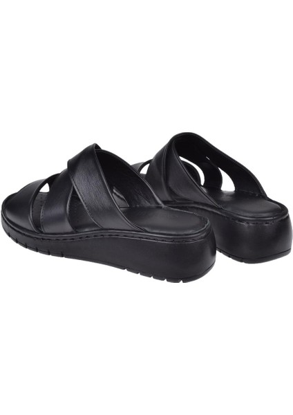 Hakiki Deri Comfort Kadın Terlik SK-22356 SİYAH