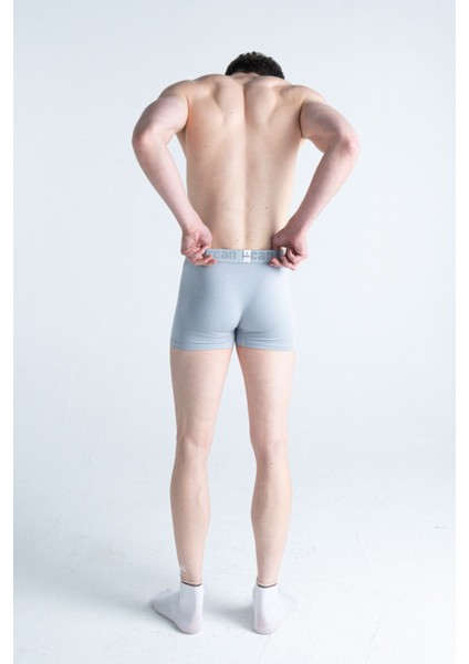 3'lü Erkek Pamuklu Likralı Premium Esnek Kumaş Gri Boxer modelleri
