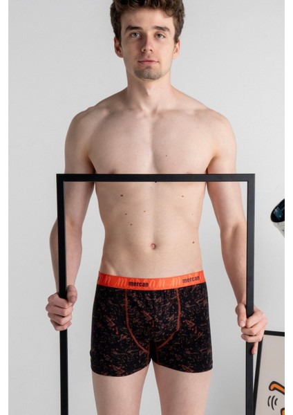 Desenli Likralı Pamuklu Esnek Erkek Baskılı Boxer - Picasso