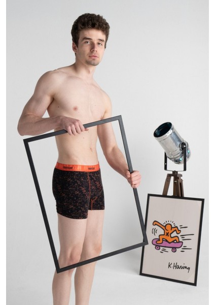 Desenli Likralı Pamuklu Esnek Erkek Baskılı Boxer - Picasso indirimleri