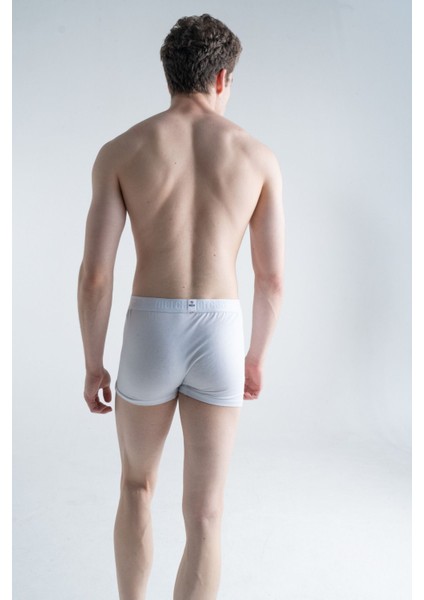 Erkek Pamuklu Likralı Çok Renkli Esnek 3'lü Boxer (Beyaz Antrasit Gri) modelleri