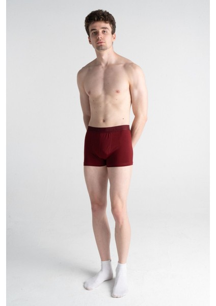 3'lü Pamuklu Likralı Premium Esnek Kumaş Bordo Erkek Boxer fiyatları