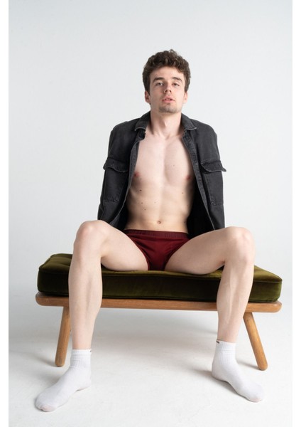 3'lü Pamuklu Likralı Premium Esnek Kumaş Bordo Erkek Boxer modelleri