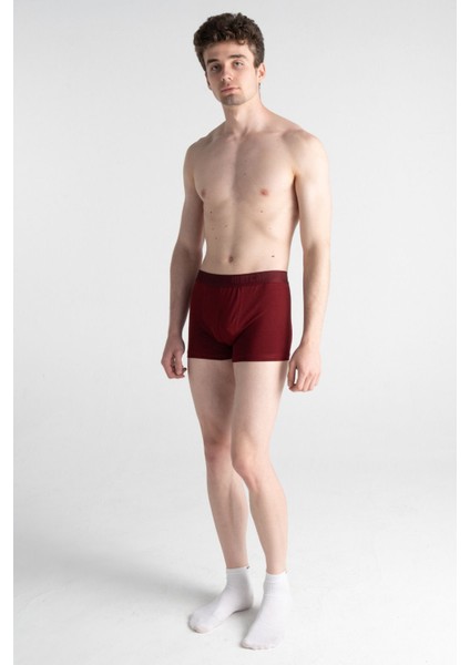 3'lü Pamuklu Likralı Premium Esnek Kumaş Bordo Erkek Boxer indirimleri