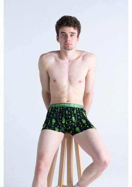 Desenli Likralı Pamuklu 'mr. Pickle' Baskılı Erkek Boxer