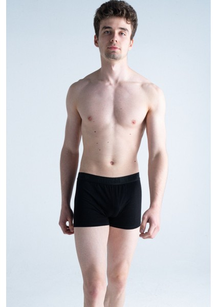 3'lü Paket Pamuklu Likralı Premium Esnek Kumaş Siyah Erkek Boxer modelleri