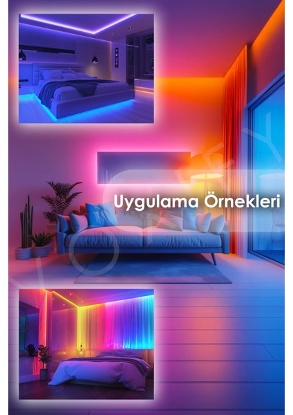 Tak Çalıştır Oda Aydınlatma Sistemi 5 Metre Rgb Şerit LED Kumandalı Aydınlatma