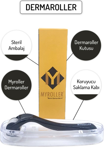 Myroller Dermaroller Titanyum 540 İğneli Saç Yüz Vücut Derma Roller