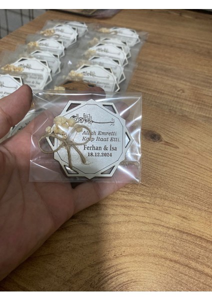25 Adet Ahşap Magnet Altıgen Söz, Nişan, Kına, Nikah, Bebek , Mevlüt Besmele Detaylı indirimleri