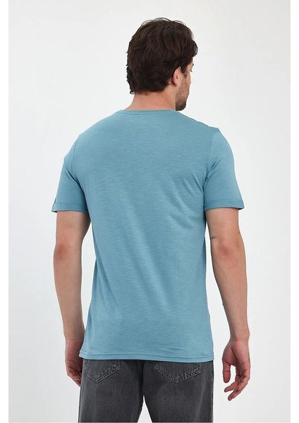 Erkek Bisiklet Yaka Rahat Kalıp Baskısız Pamuk T-Shirt fırsatları