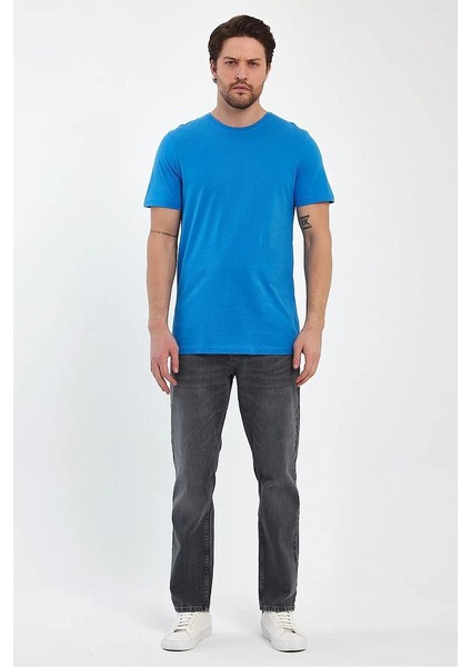 Erkek Bisiklet Yaka Rahat Kalıp Pamuklu Süprem Baskısız T-Shirt fiyatları