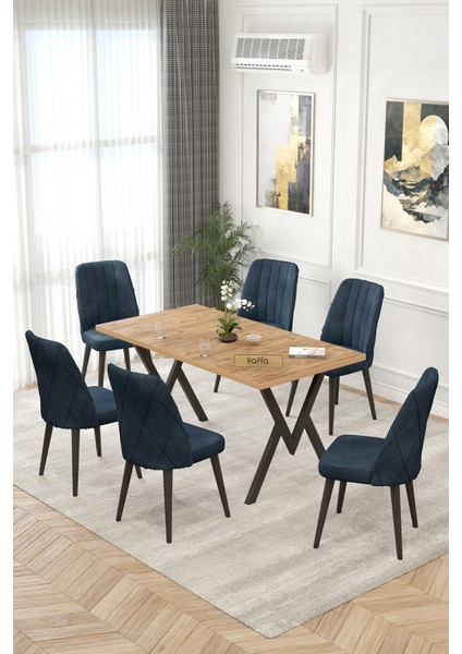 Rath Atlantik 80x140 Sabit Mutfak Masası Yemek Masası Masa Sandalye Takımı 6 Antrasit Sandalye