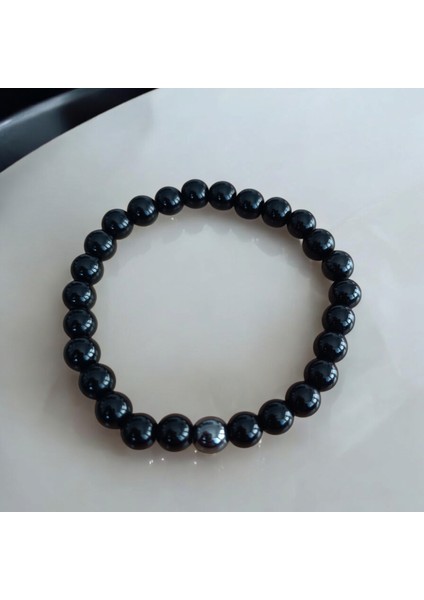 Hematit Bileklik Oniks Bileklik Doğal Taş Bileklik - Pozitif Enerji - Koyu Gri Hematit Taşı - Sevgiliye Hediye