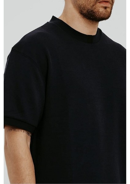 Erkek Bisiklet Yaka Garnili Iki Iplik % 100 Pamuk Cotton Oversize T-Shirt fiyatları
