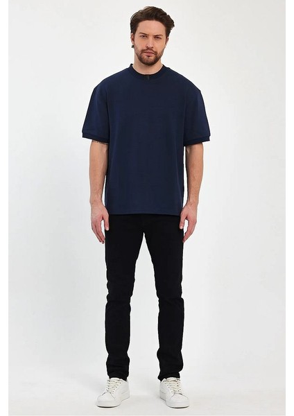 Erkek Bisiklet Yaka Garnili Iki Iplik % 100 Pamuk Cotton Oversize T-Shirt indirimleri