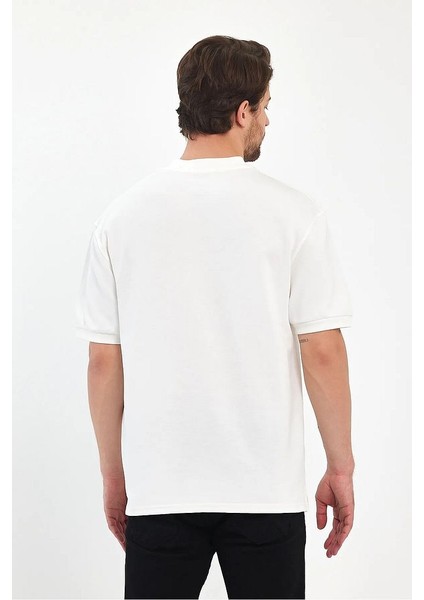 Erkek Bisiklet Yaka Garnili Iki Iplik % 100 Pamuk Cotton Oversize T-Shirt fırsatları