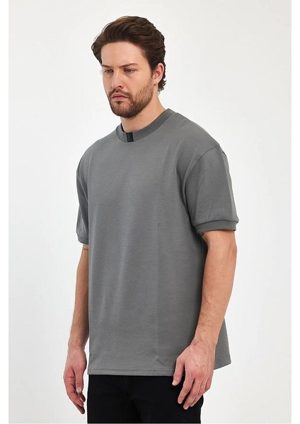 Erkek Bisiklet Yaka Garnili Iki Iplik % 100 Pamuk Cotton Oversize T-Shirt fiyatları