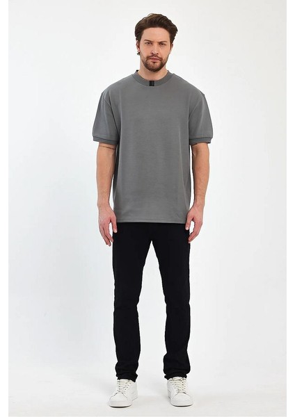 Erkek Bisiklet Yaka Garnili Iki Iplik % 100 Pamuk Cotton Oversize T-Shirt indirimleri