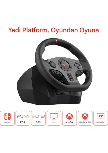 V900 Oyun Direksiyon Seti - 270/900° Pc Yarış Direksiyonu, Lineer Pedal, Gaz Freni, Sol ve Sağ Yarış Vites Değiştirme Pc, Ps3, Ps4, Xbox One, Xbox Series