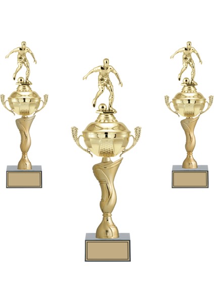 Kişiye Özel Futbol Figürlü Kupa Takımı-Ödül Kupası-Turnuva Kupası-Kupa Seti 3'lü Takım