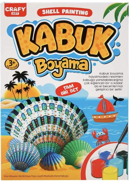 Kabuk Boyama Seti 1 Paket Deniz Kabuğu Midye Boyama Shell Painting Sanatsal Hobi Boyama Seti Akrilik Boya Fırça