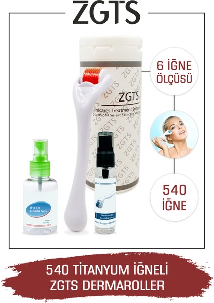 Red Dermaroller Ultra Titanyum 540 Iğneli Derma Roller