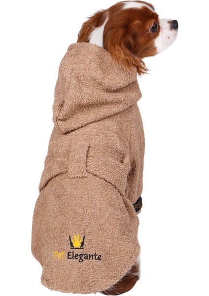 %100 Pamuk Kedi Köpek Bornozu Kahverengi L-Xl Beden