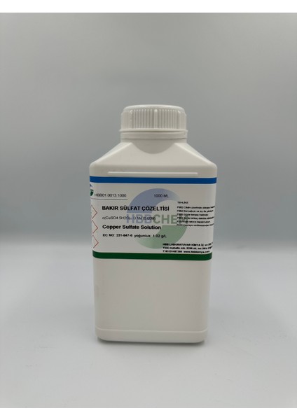 Bakır Sülfat Çözeltisi 0.1N 0.05M 1 Litre