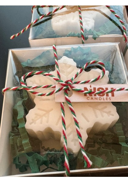 Kutusunda Yeni Yıl si Yılbaşı Dekorasyonu Kokulu Kar Tanesi Mum