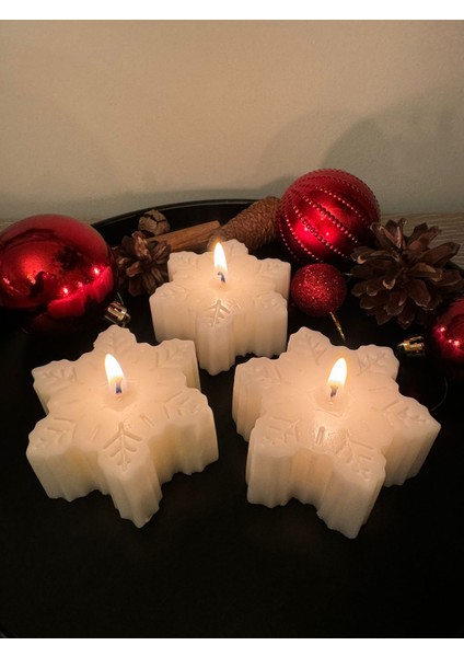 3 Adet Kar Tanesi Mum Hediye Paketinde Yılbaşı Dekorasyonu Yeni Yıl Hediyesi