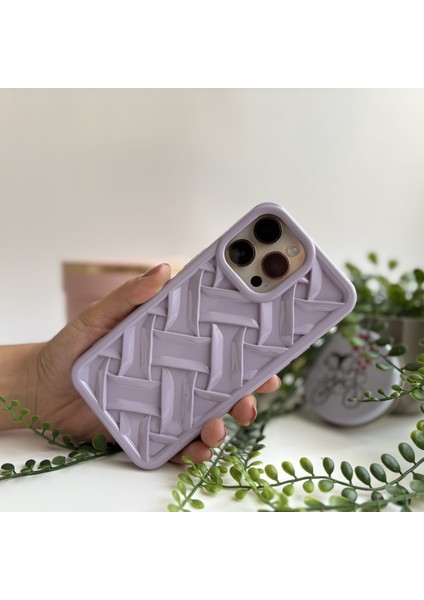 Çizgili Silikon Apple iPhone Kılıfı – Lila Apple iPhone 15 Pro