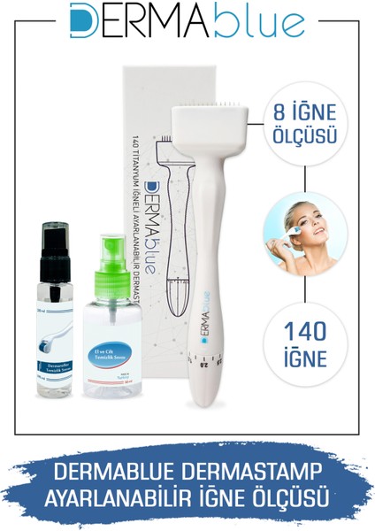 Dermablue Ayarlanabilir Dermastamp Titanyum 140 İğneli Derma Stamp