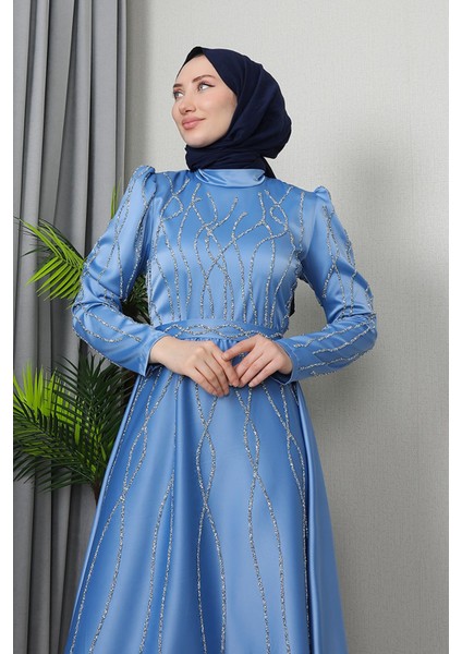 Şeyma Saten Abiye Soft Yeşil