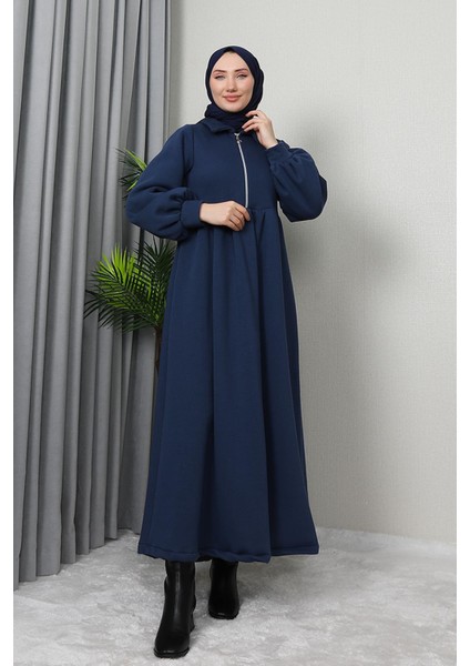 Ilayda Fermuarlı Elbise Koyu Indigo modelleri