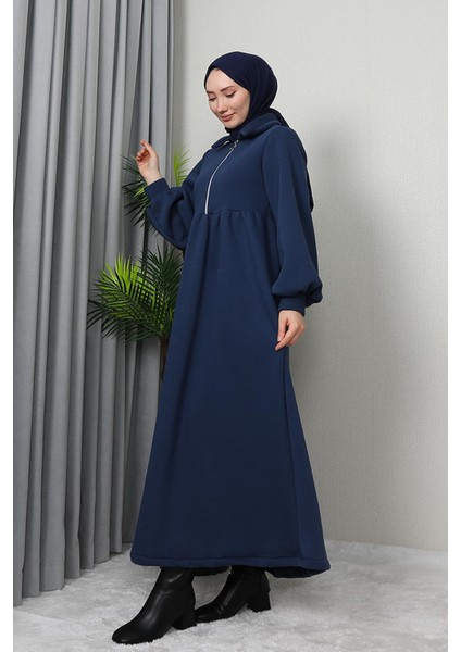 Ilayda Fermuarlı Elbise Koyu Indigo fırsatları