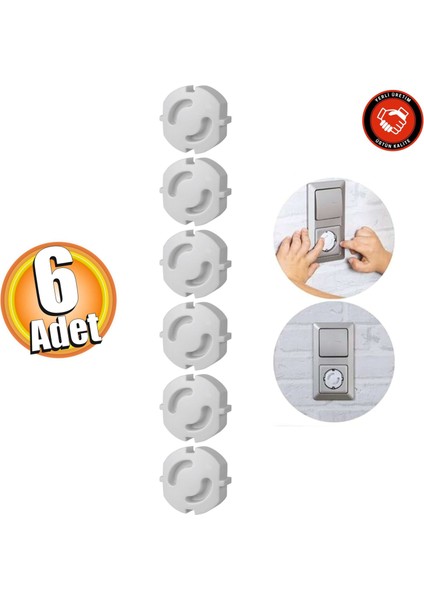 6 Adet Priz Koruyucu - Priz Kapatıcı - Priz Kapağı