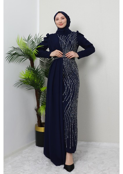 Serra Krep Elbise Lacivert fırsatları